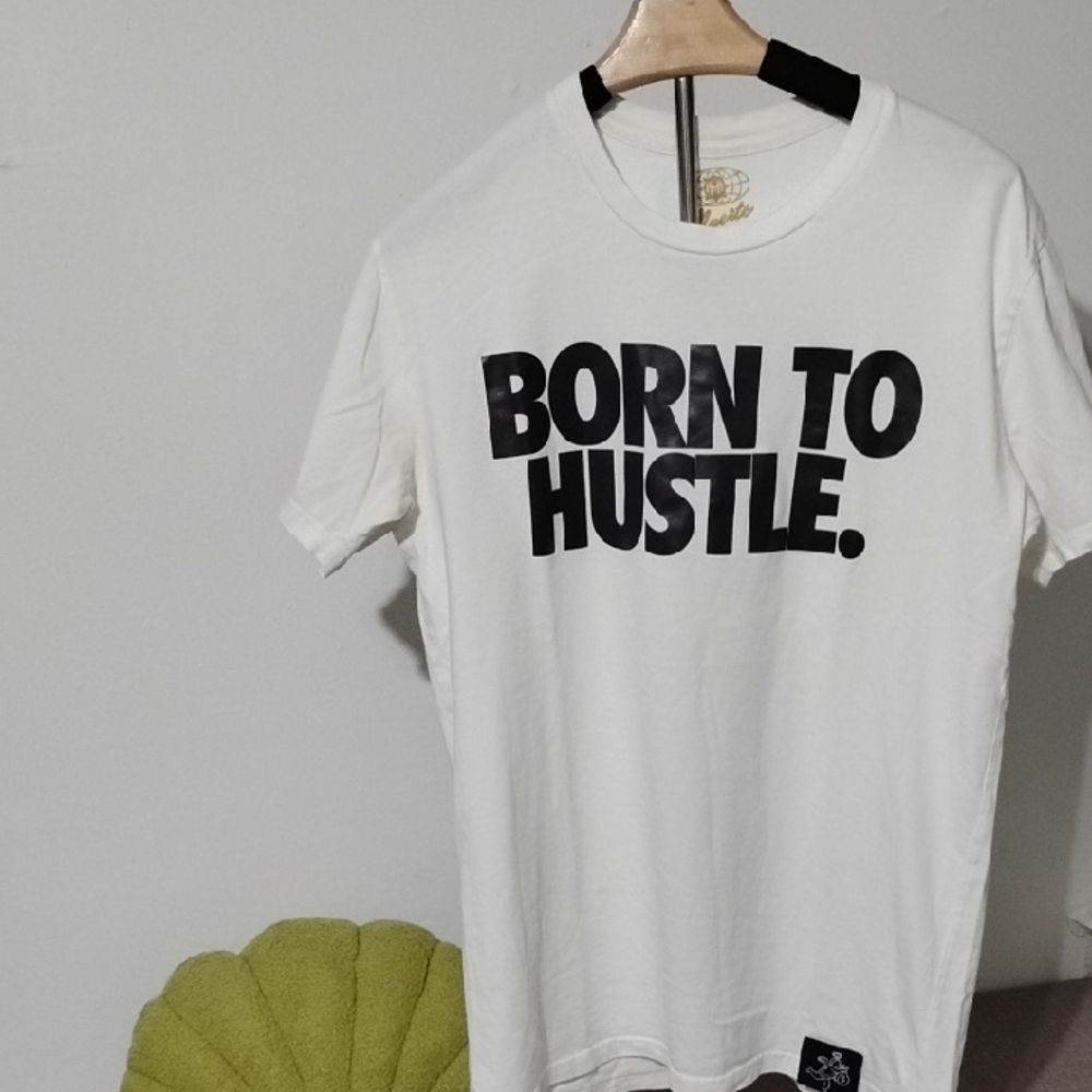 Born to Hustle White Graphic Tee